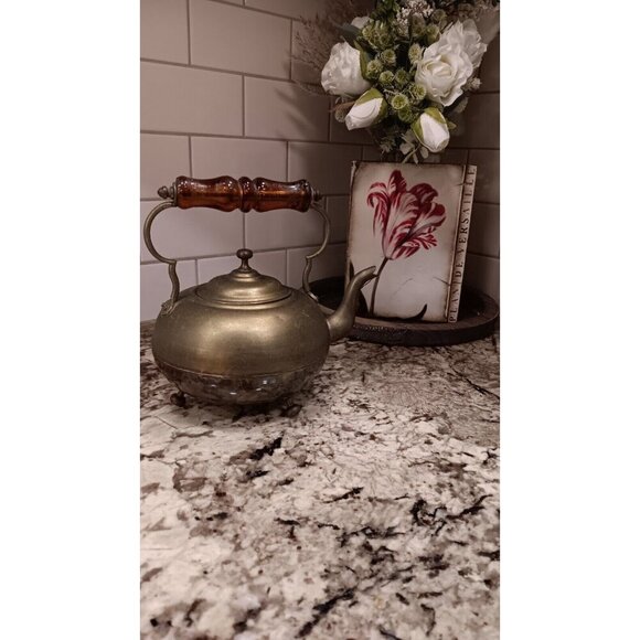 Antique Teapot Very Good Condition W/Gorgeous Handle Unpolished Natural Patina - Picture 2 of 16